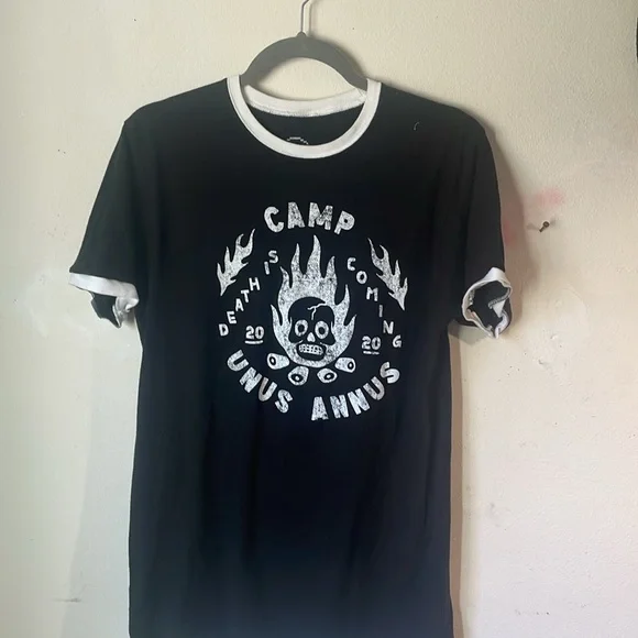 Camp unus annus death is coming ringer t shirt size medium - Picture 2 of 4
